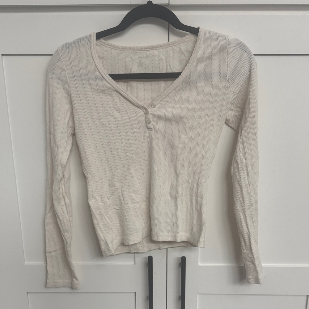 Brandy Melville Off-White Long Sleeve Top